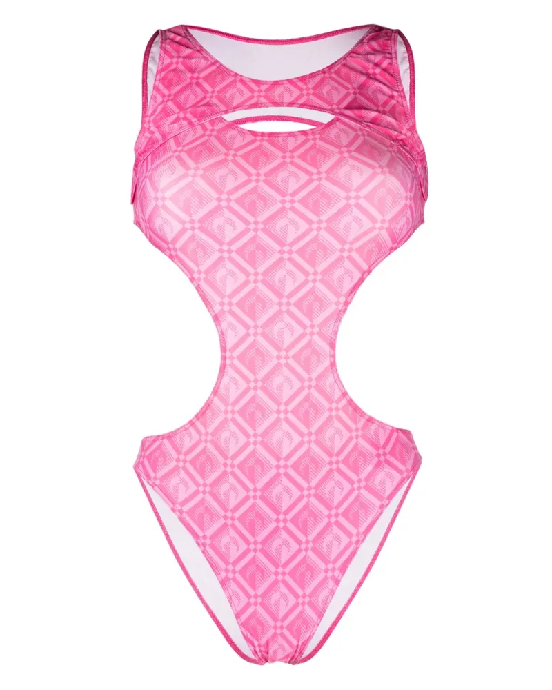 Marine Serre Badeanzug mit Monogramm-Print - Rosa Rosa