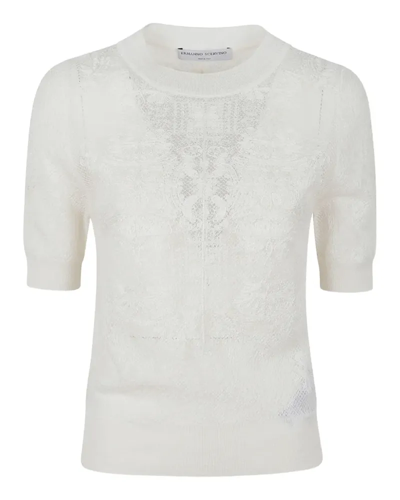 Ermanno Scervino lace-knit short-sleeve sweater - Nude Nude