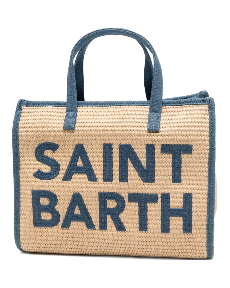 MC2 Saint Barth logo-embroidered woven tote bag - Nude Nude