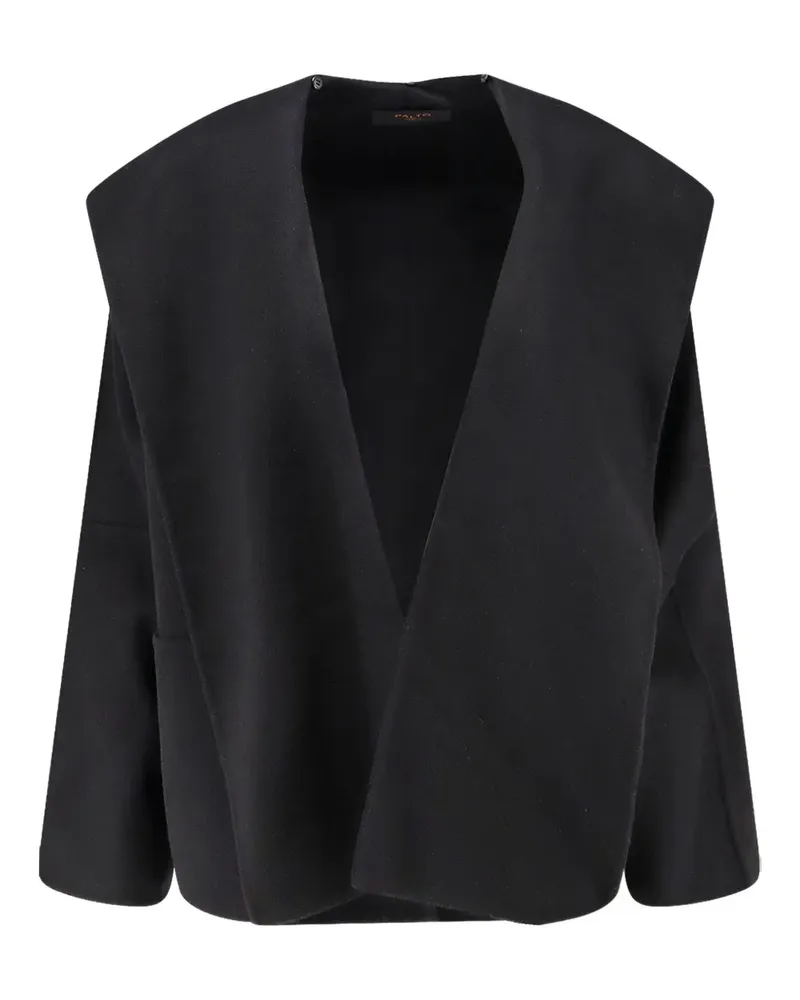 Paltò V-Ausschnitt-Mantel mit aufgesetzten Taschen - Schwarz Schwarz