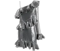 One-Shoulder-Kleid mit Rüschen - Silber
