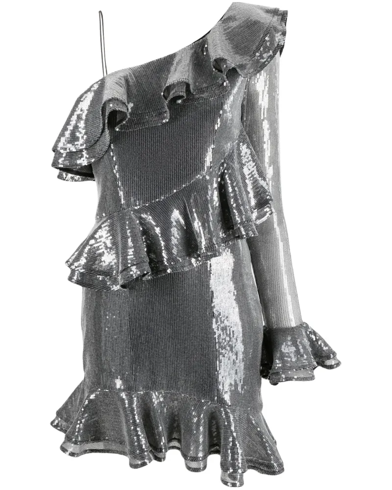 ROTATE Birger Christensen One-Shoulder-Kleid mit Rüschen - Silber Silber