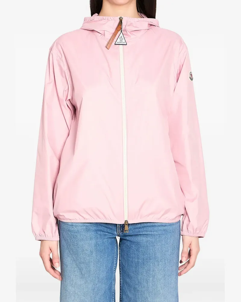 Moncler hooded logo-patch jacket - Rosa Rosa