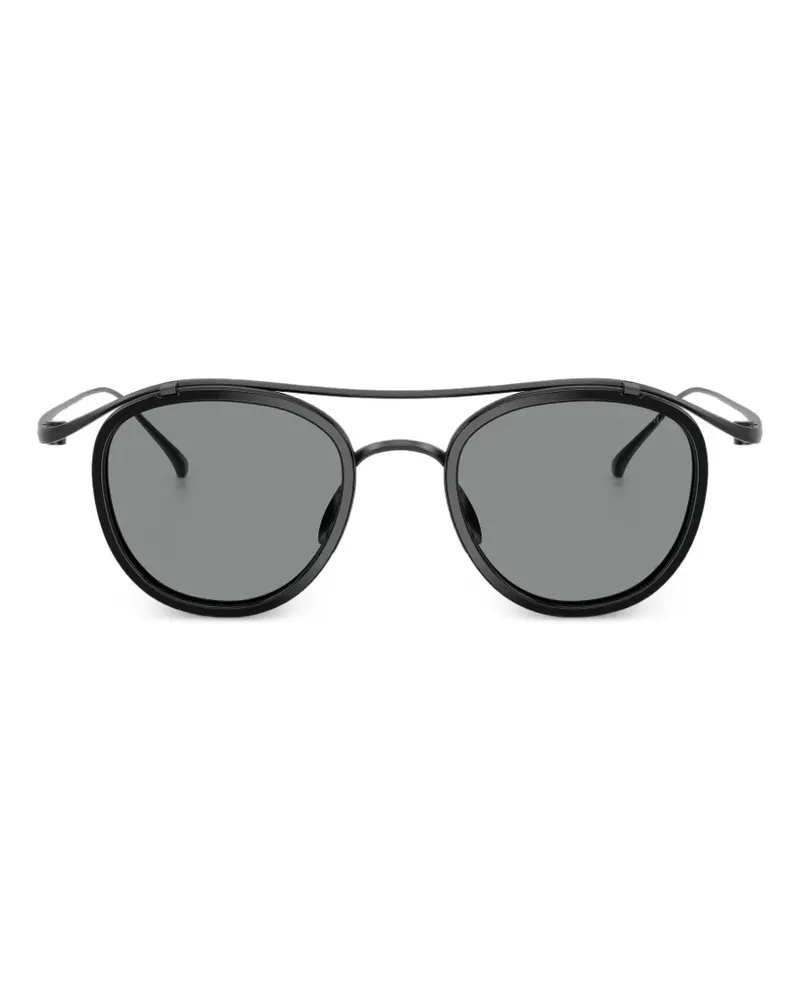Giorgio Armani Sonnenbrille mit rundem Gestell - Schwarz Schwarz
