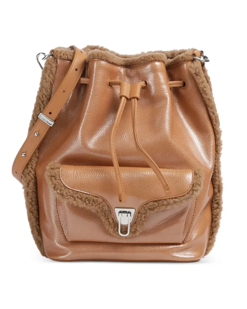 Coccinelle Beat Generation Beuteltasche mit Shearling-Besatz - Braun Braun