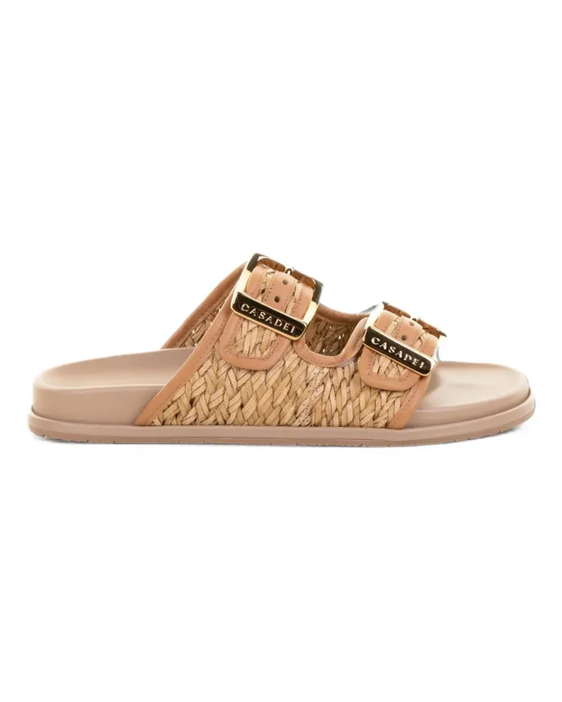 Casadei Birky buckle-fastening woven flat sandals - Nude Nude
