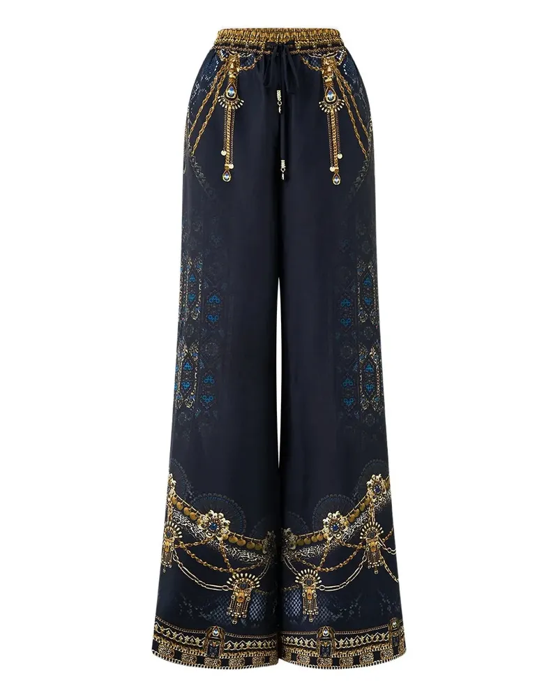 Camilla drawstring printed trousers - Schwarz Schwarz