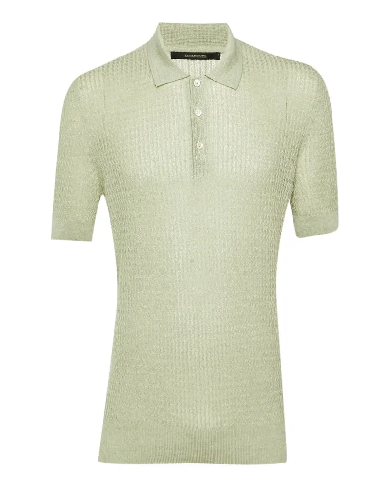 FourTwoFour on Fairfax wavy knit polo shirt - Grün Grün