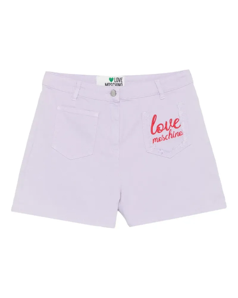 Moschino Shorts mit Logo-Stickerei - Violett Violett