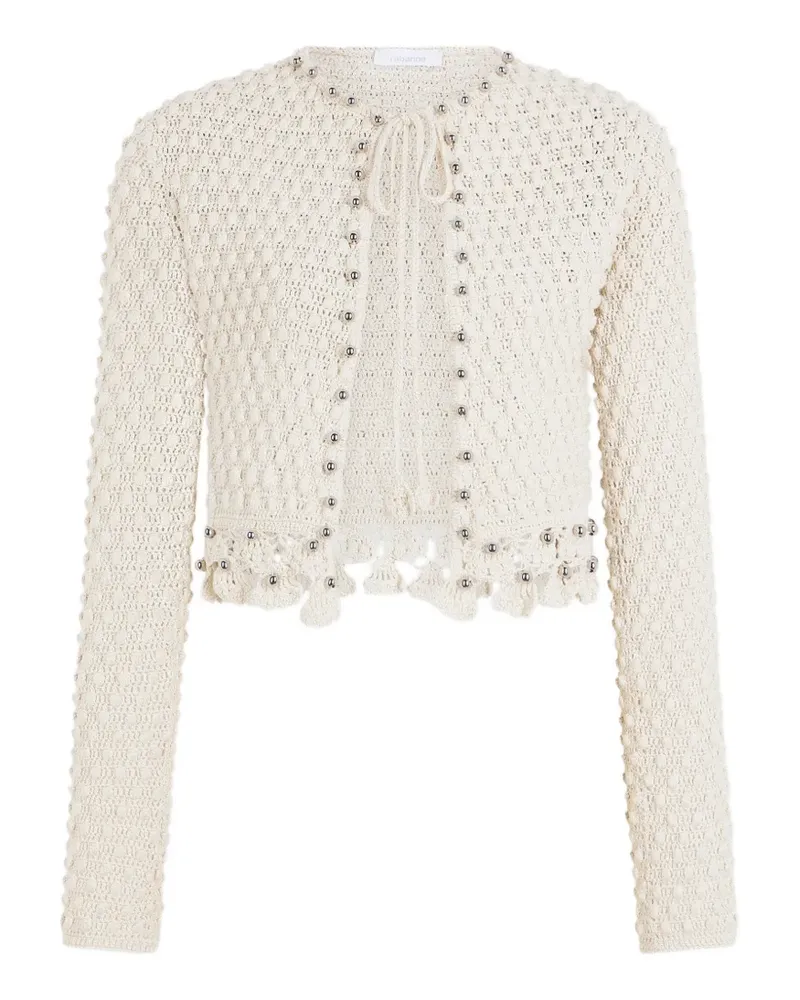 Paco Rabanne crochet-knit long-sleeved cardigan - Weiß Weiß
