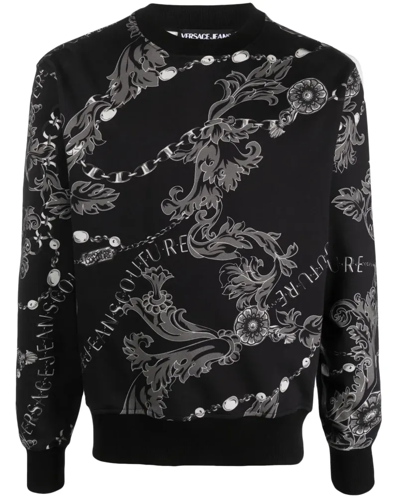 Versace Jeans Pullover mit Barockmuster - Schwarz Schwarz