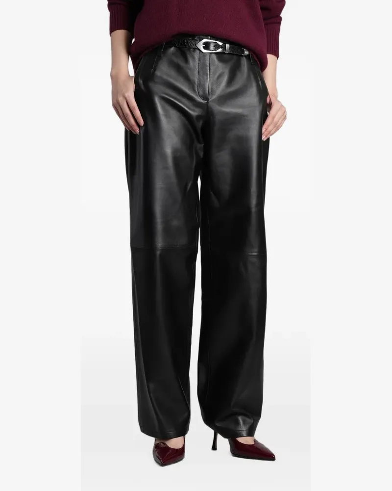 IRO Caracas Lederhose mit weitem Bein - Schwarz Schwarz
