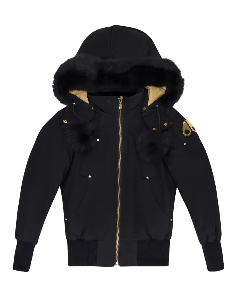 Moose Knuckles Kapuzenjacke mit Besatz - Schwarz Schwarz