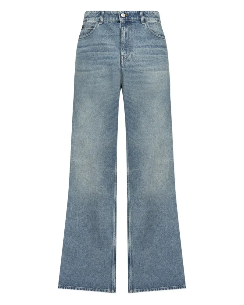 Courrèges Wide-Leg-Jeans mit Logo-Schild - 7052 VINTAGE MEDIUM BLUE 7052