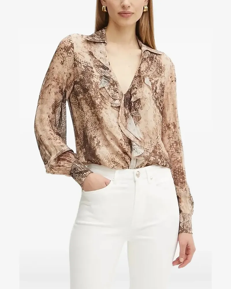 Guess Bluse mit Schlangenleder-Print - Nude Nude