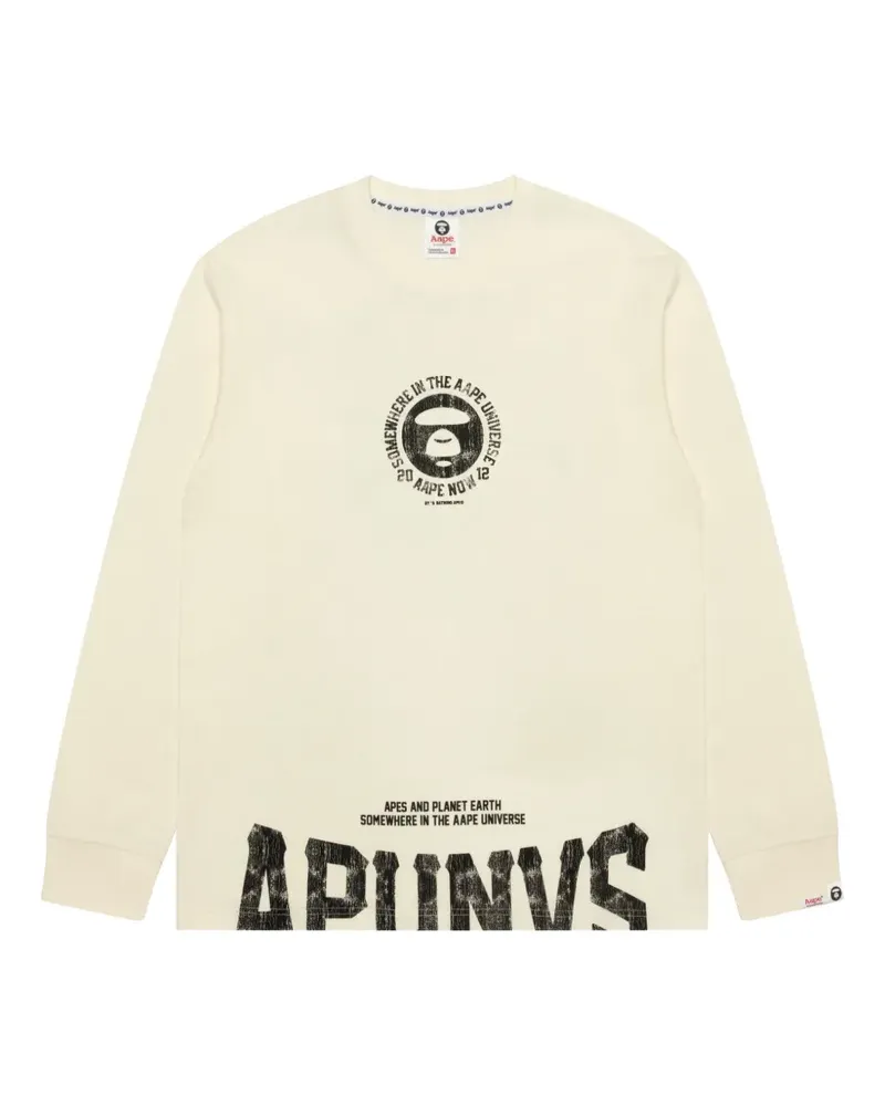 BAPE AAPEUNVS Langarmshirt mit Logo-Print - Weiß Weiß