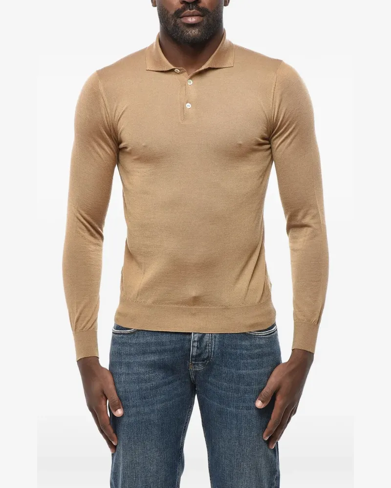 Malo cashmere long-sleeve polo shirt - Braun Braun