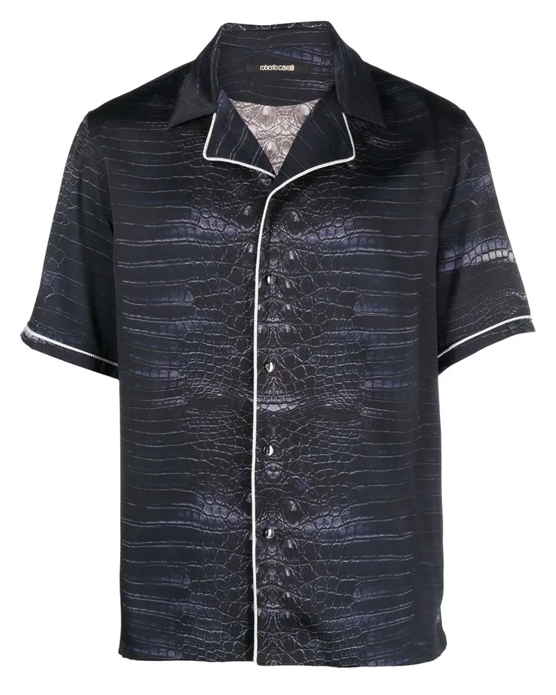 Roberto Cavalli Hemd mit Schlangen-Print - Blau Blau