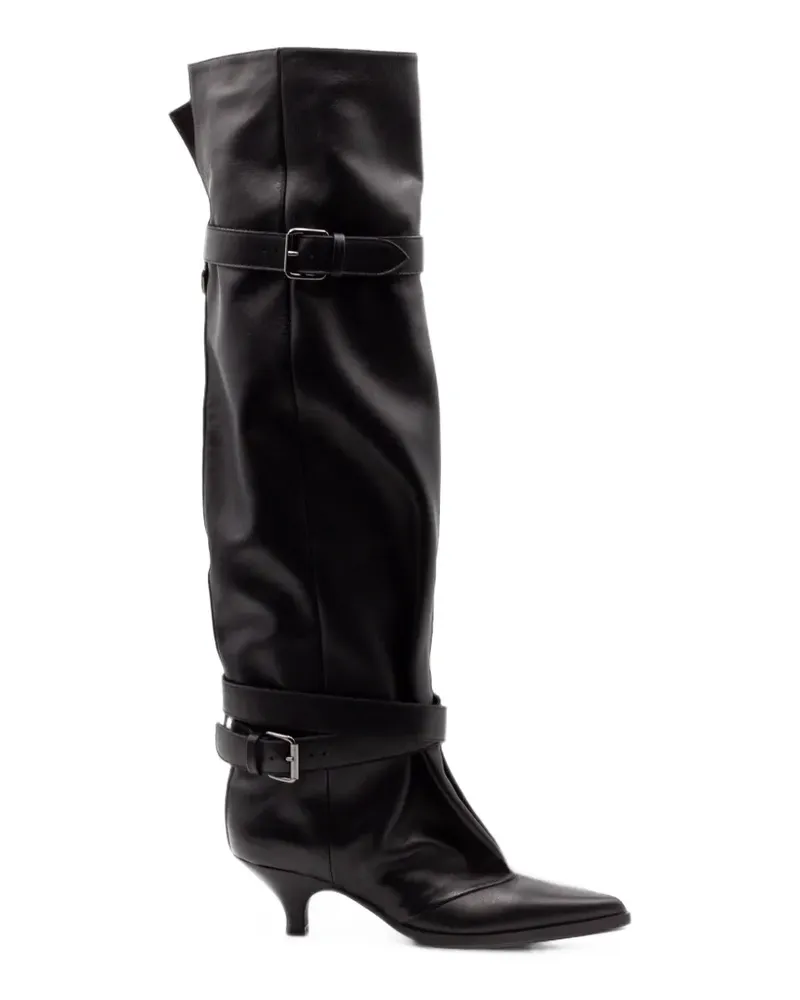 Elena Iachi buckle-strap pointed-toe boots - Schwarz Schwarz