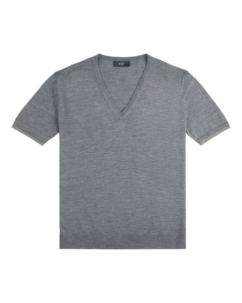 Fay T-Shirt mit V-Ausschnitt - Grau Grau