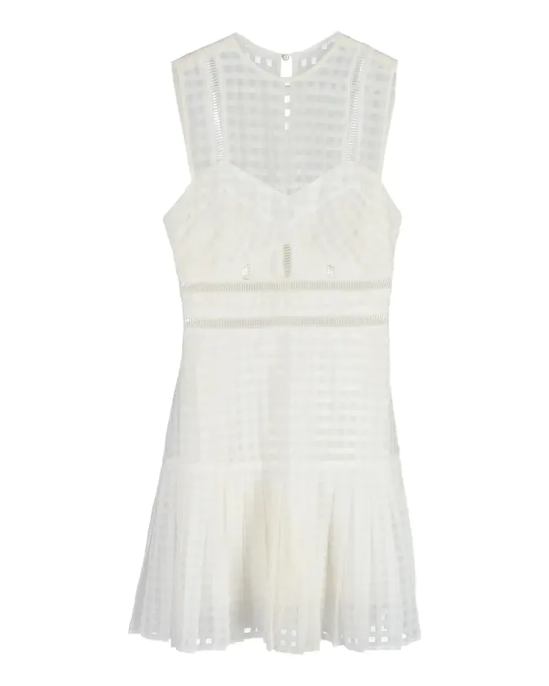 Self-Portrait crew-neck mini dress - Weiß Weiß