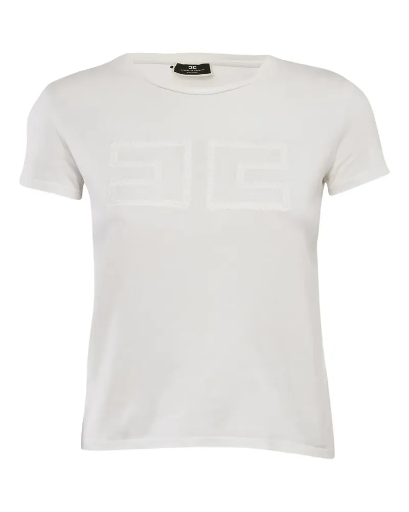 Elisabetta Franchi T-Shirt mit Logo-Stickerei - Weiß Weiß