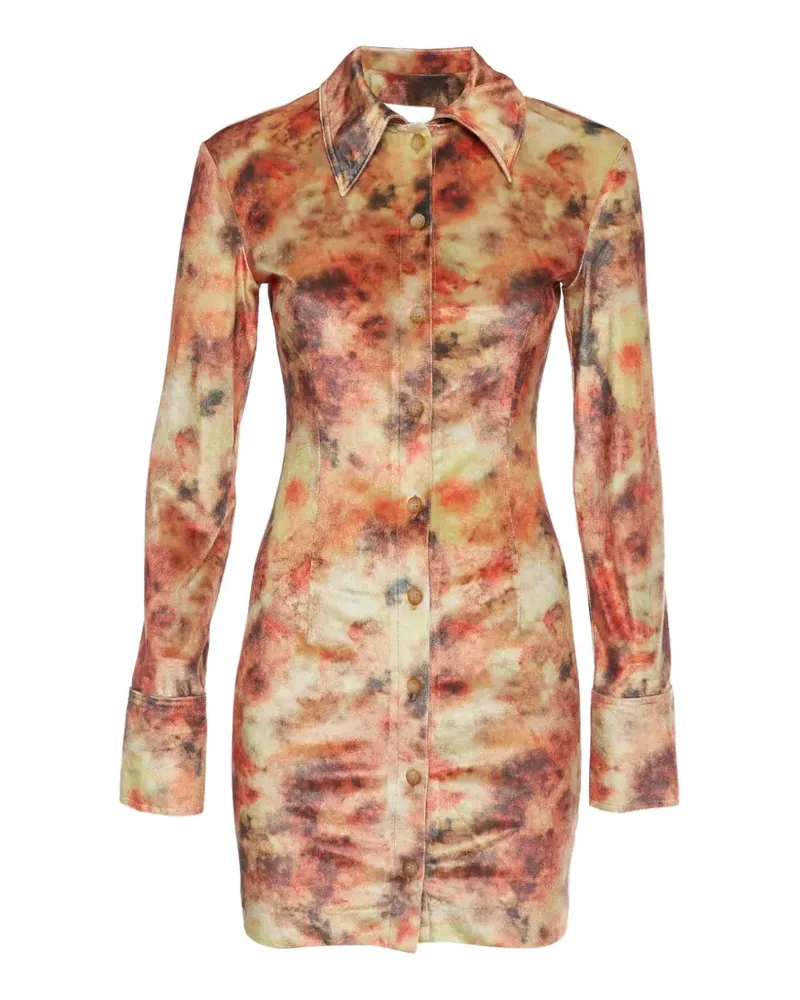 Nanushka Romee floral-print velvet mini dress - Orange Orange