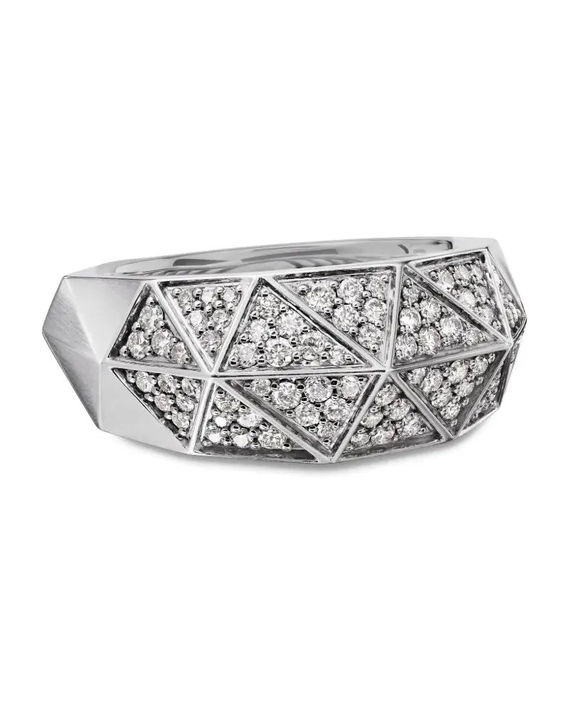 David Yurman Torqued Faceted Sterlingsilber-Siegelring mit Diamant 3mm Silber