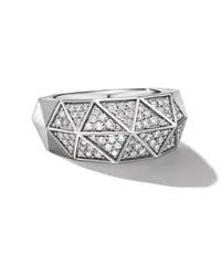 David Yurman Torqued Siegelring mit Diamanten Silber