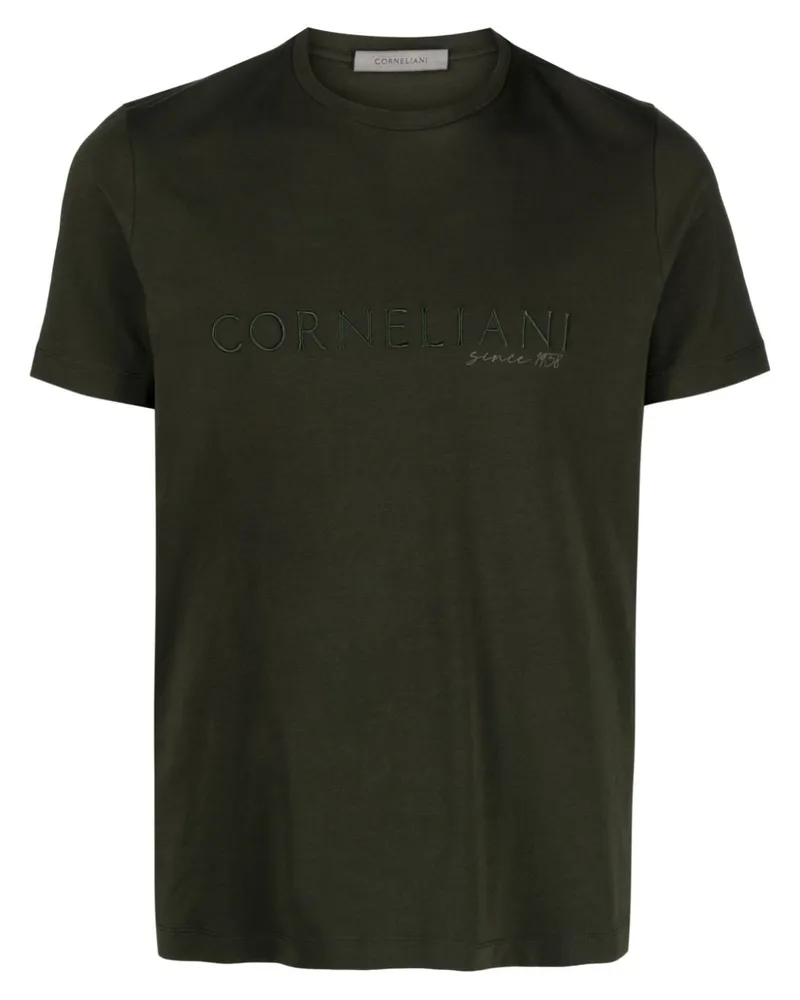 Corneliani T-Shirt mit Logo-Stickerei Grün