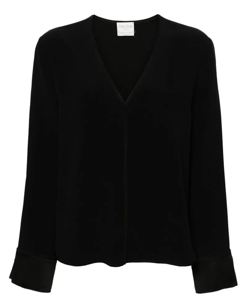 forte_forte Seidenbluse mit V-Ausschnitt - Schwarz Schwarz