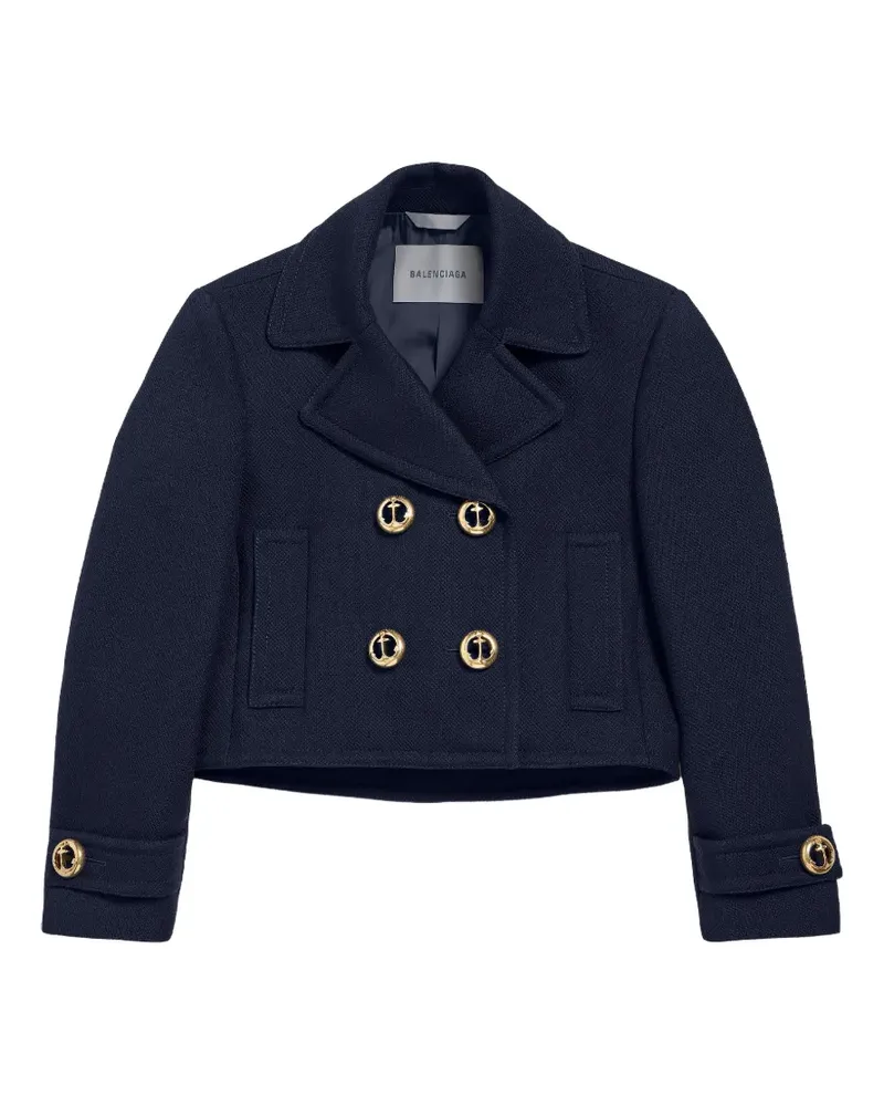 Balenciaga cropped peacoat in navy - Blau Blau