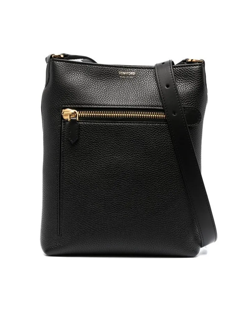 Tom Ford Strukturierte Kuriertasche mit Logo - Schwarz Schwarz
