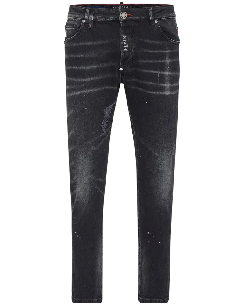 Philipp Plein Skinny-Jeans mit Farbklecks-Print - Schwarz Schwarz