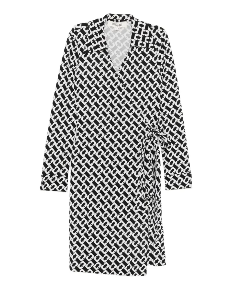 Diane von Furstenberg New Jeanne Wickelkleid mit Kette - Schwarz Schwarz