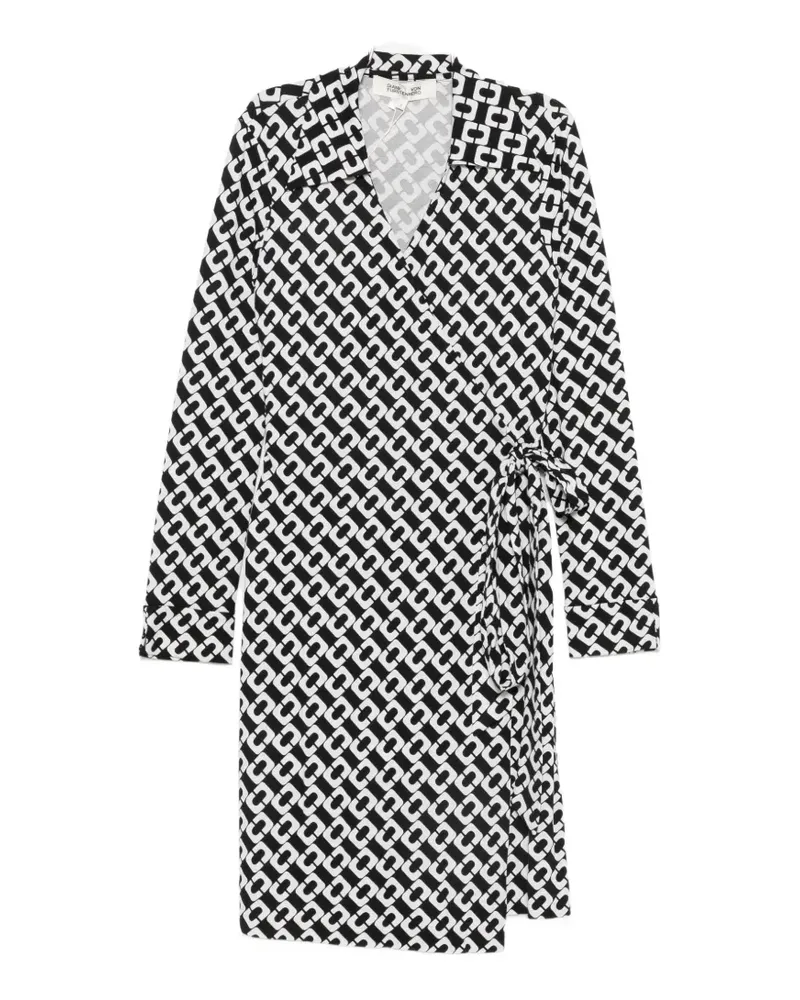 Diane von Furstenberg New Jeanne Wickelkleid mit Kette - Schwarz Schwarz