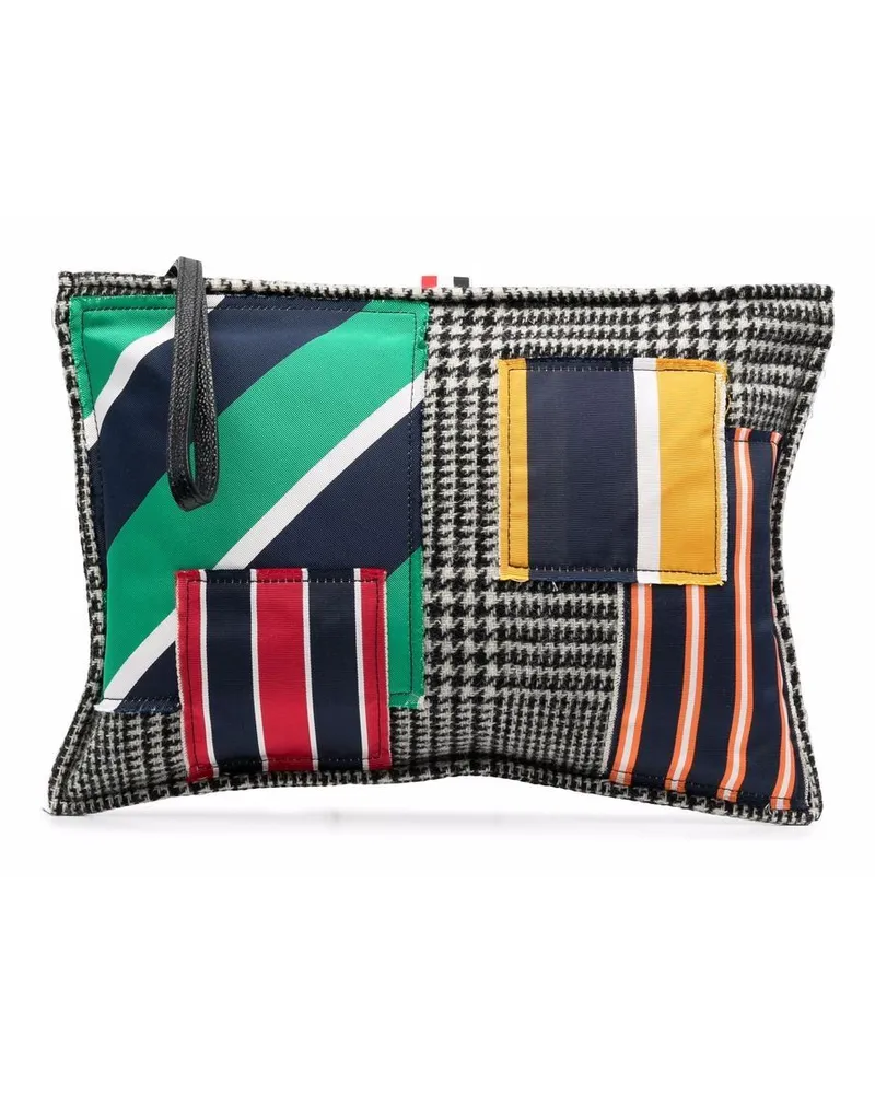 Thom Browne Kleine Patchwork-Clutch Schwarz