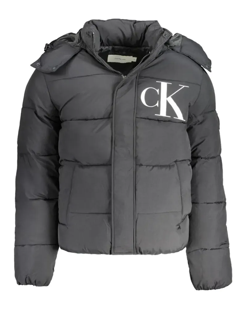 Calvin Klein logo-print hooded quilted jacket - Schwarz Schwarz