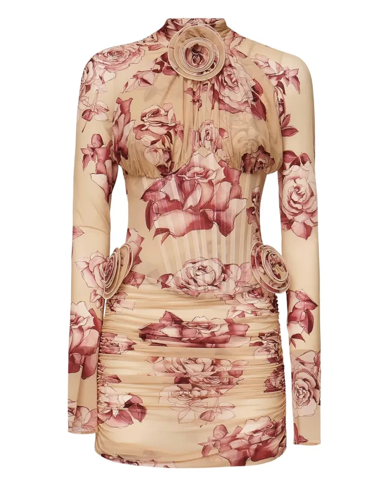 Magda Butrym Minikleid mit Rosen-Print - Nude Nude