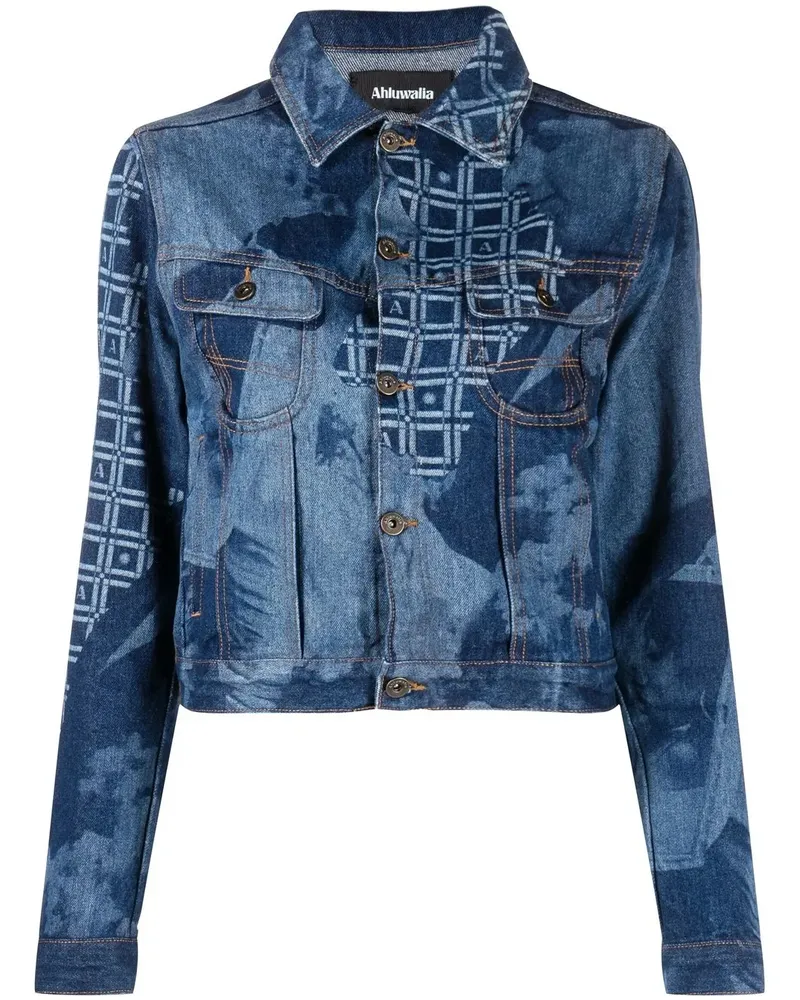 AHLUWALIA Jeansjacke mit grafischem Print - Blau Blau