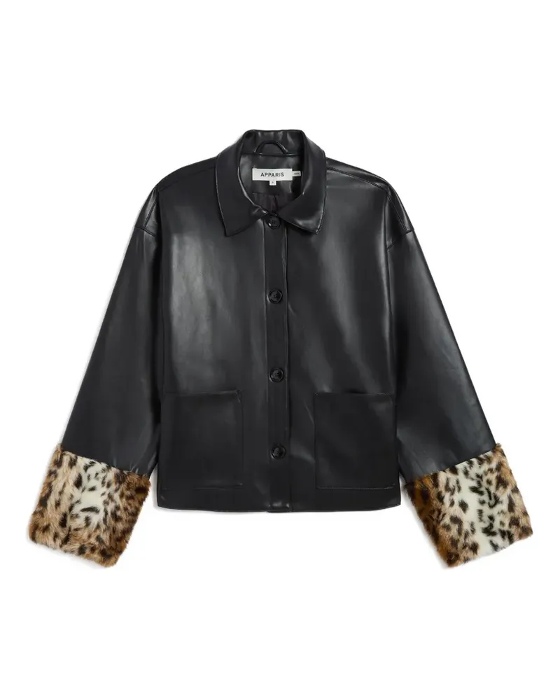 APPARIS Bobbie Hemdjacke mit Leopardenbündchen - Schwarz Schwarz