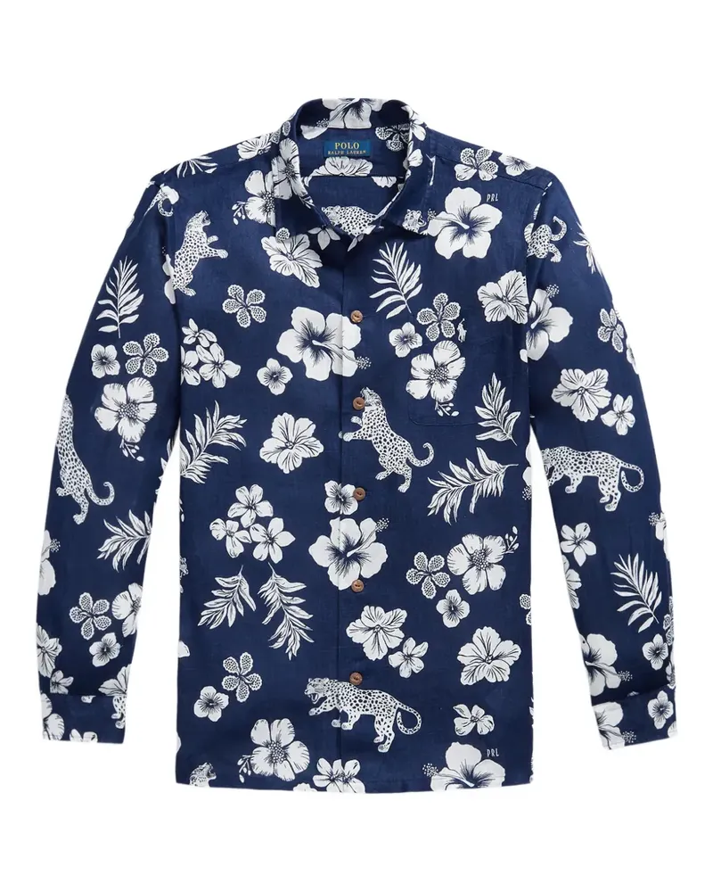 Ralph Lauren Hemd mit Jaguar Tropical-Print - Blau Blau