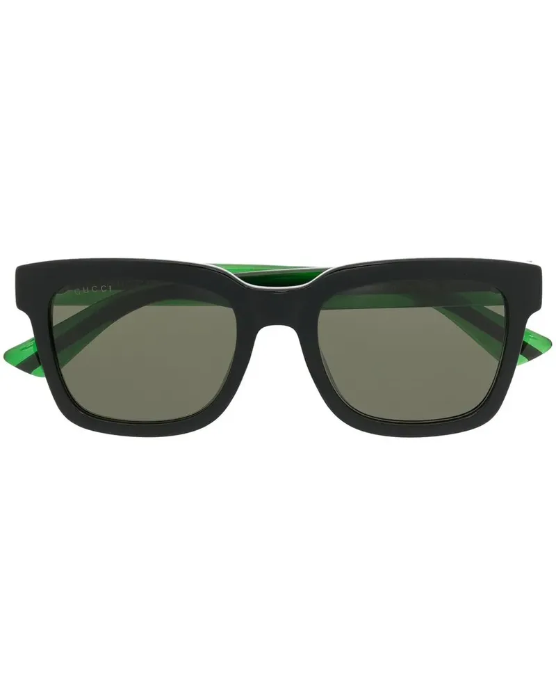 Gucci Sonnenbrille mit breitem Gestell - Schwarz Schwarz