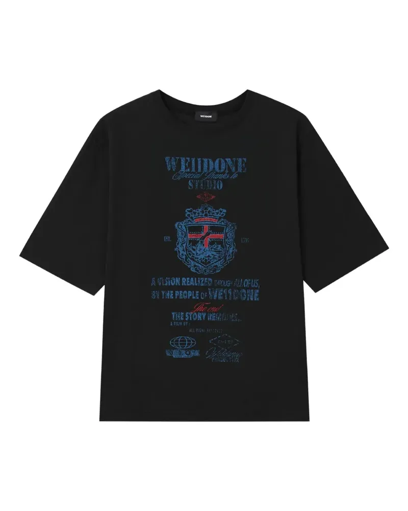 WE 11 DONE logo-print drop-shoulder T-shirt - Schwarz Schwarz