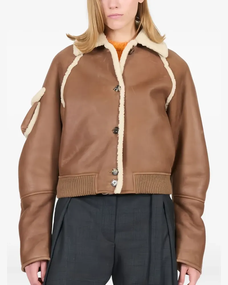 Loewe Bomberjacke mit Shearling-Besatz - Braun Braun
