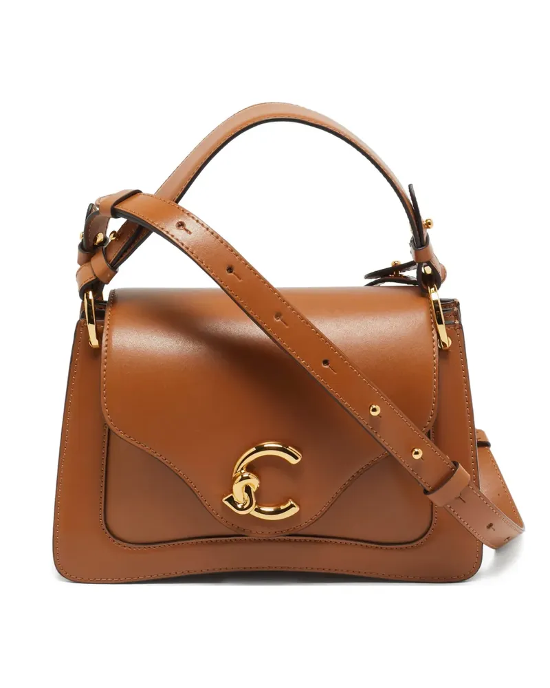 Coccinelle C-Me flap-top leather shoulder bag - Braun Braun