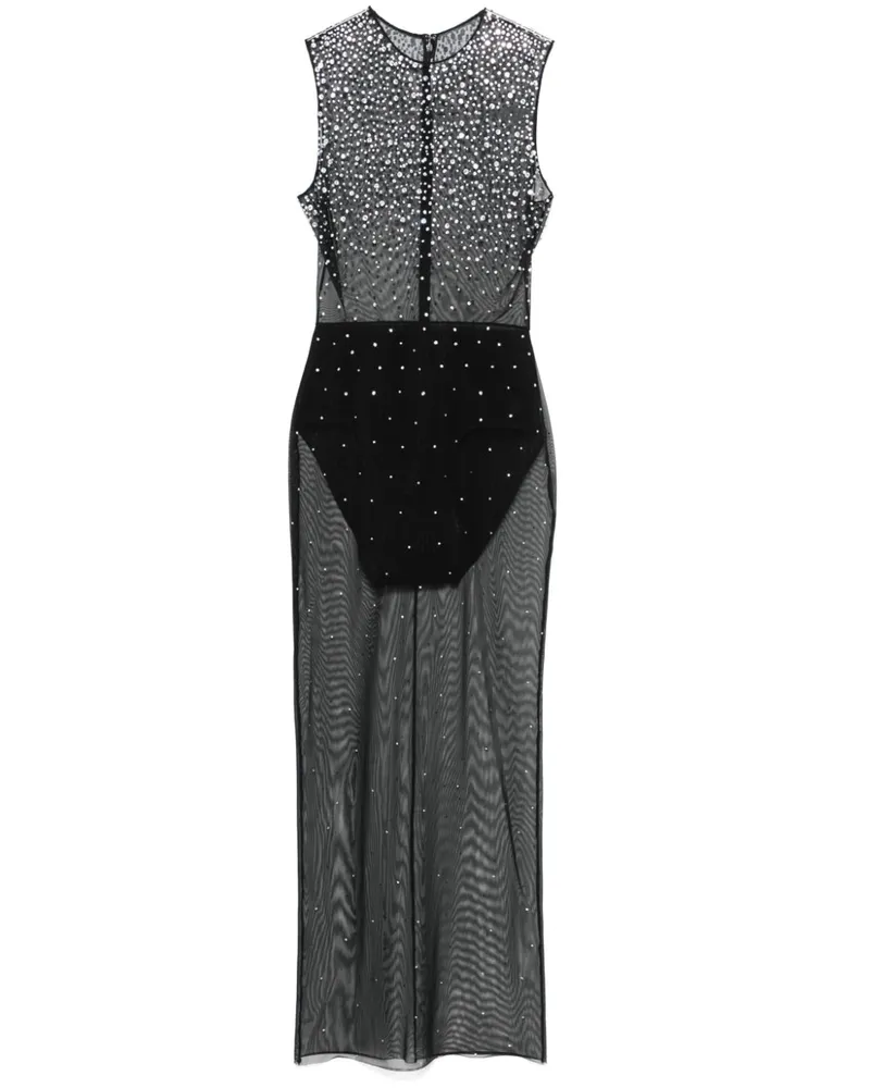 Alex Perry Midikleid mit Kristallen - Schwarz Schwarz