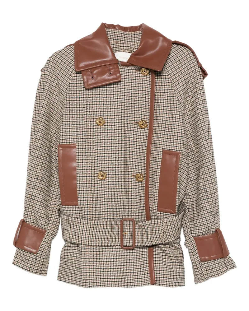 Zimmermann Karierte Lederjacke mit Gürtel - Nude Nude