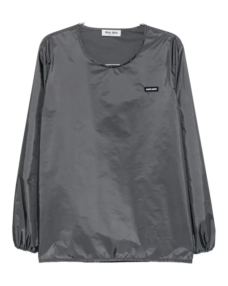 Miu Miu logo-patch long-sleeve top - Grau Grau