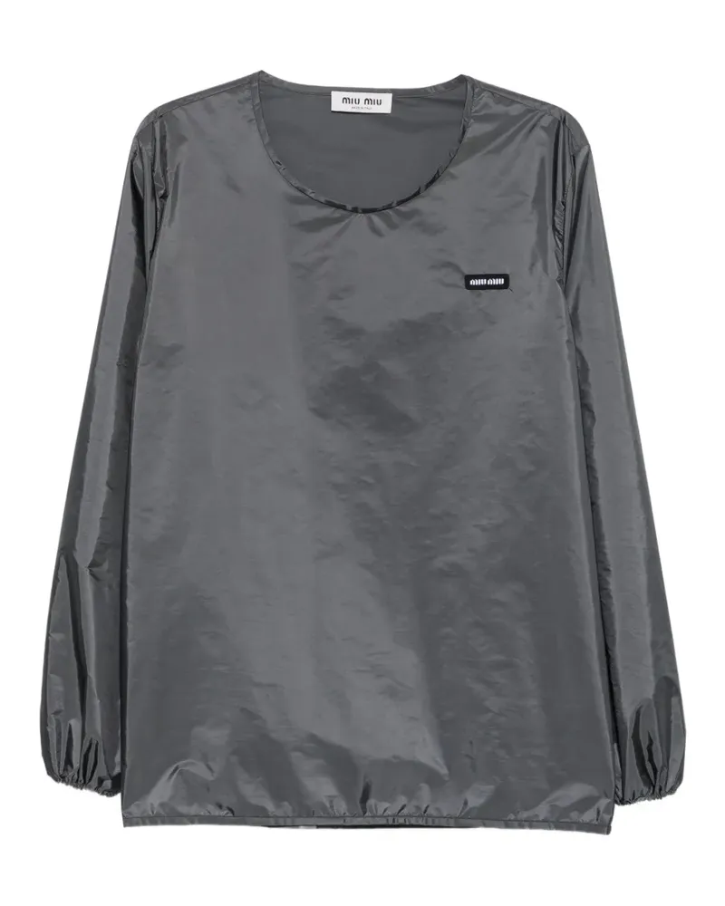 Miu Miu Langarmshirt mit Logo-Patch - Grau Grau